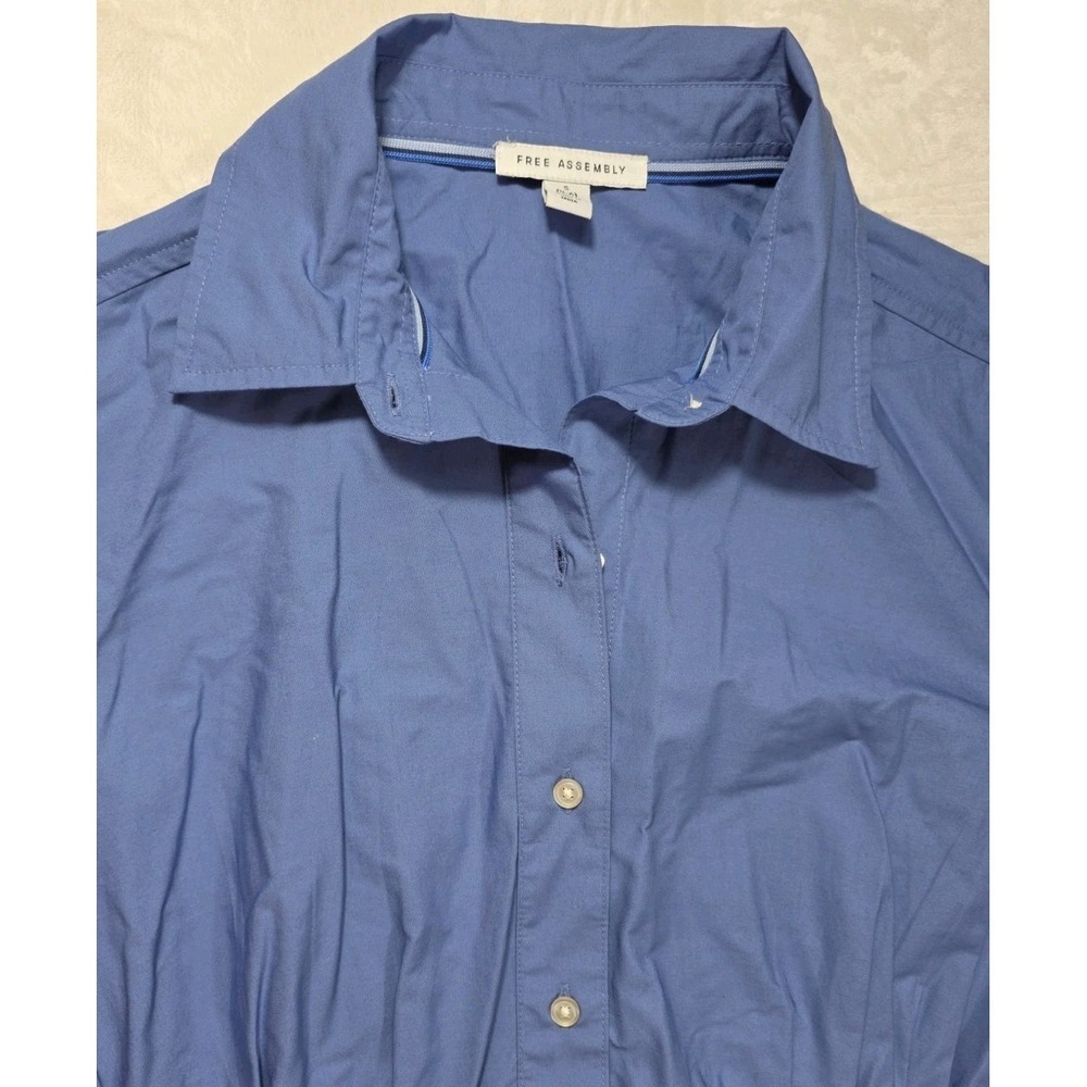 Free Assembly Blue Eyelet Shirt Dress Cotton Midi Button Front S NWT - Picture 7 of 11
